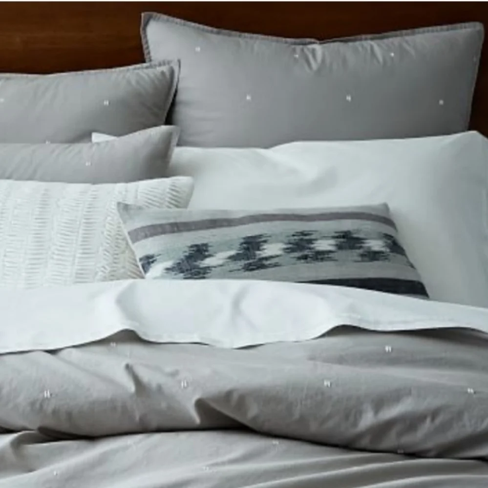 West Elm Organic Washed Cotton percale Euro Pillow Sham - grey